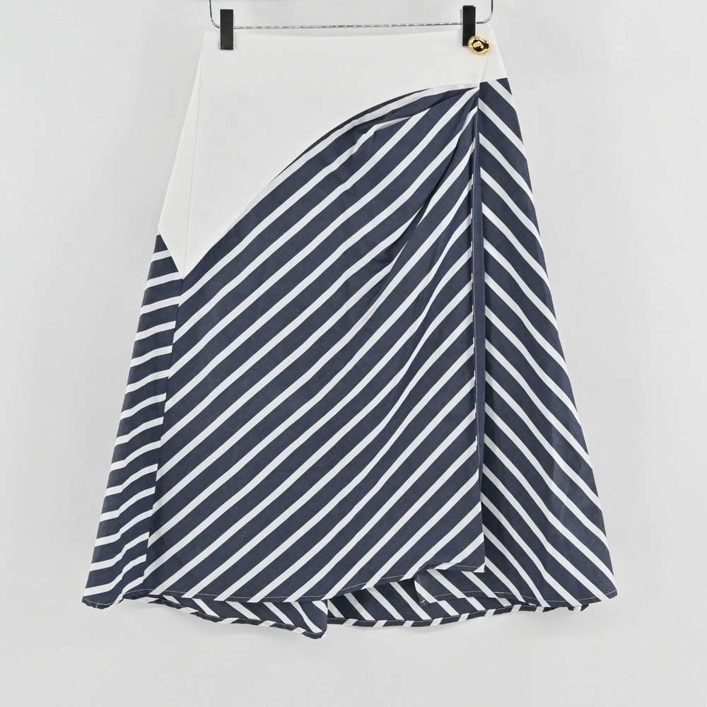Tanya Taylor Ziggy Skirt Womens Size 4 Navy White Cotton Preppy Striped A-Line
